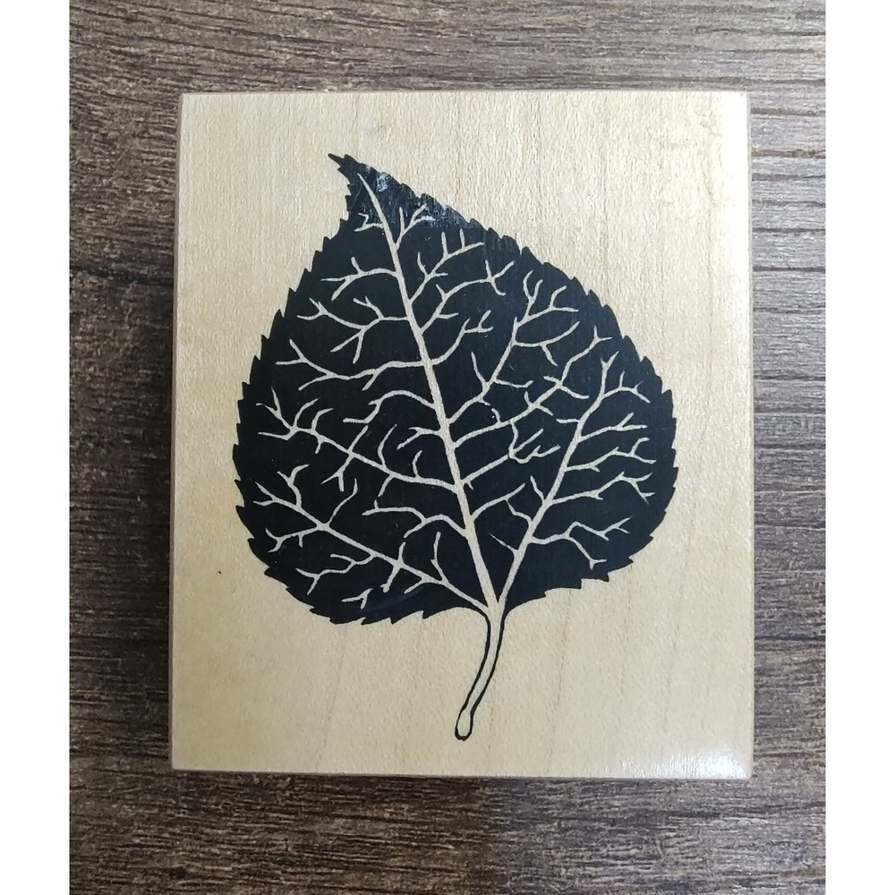 Poplar Leaf PSX Mounted Rubber Stamp Veined Plant E-1526 Outdoors Fall Nature